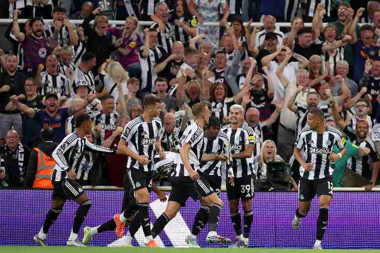 Esultanza dei calciatori del Newcastle