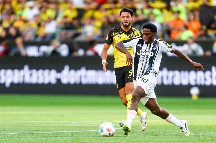 Jonathan David in azione con la maglia della Juve